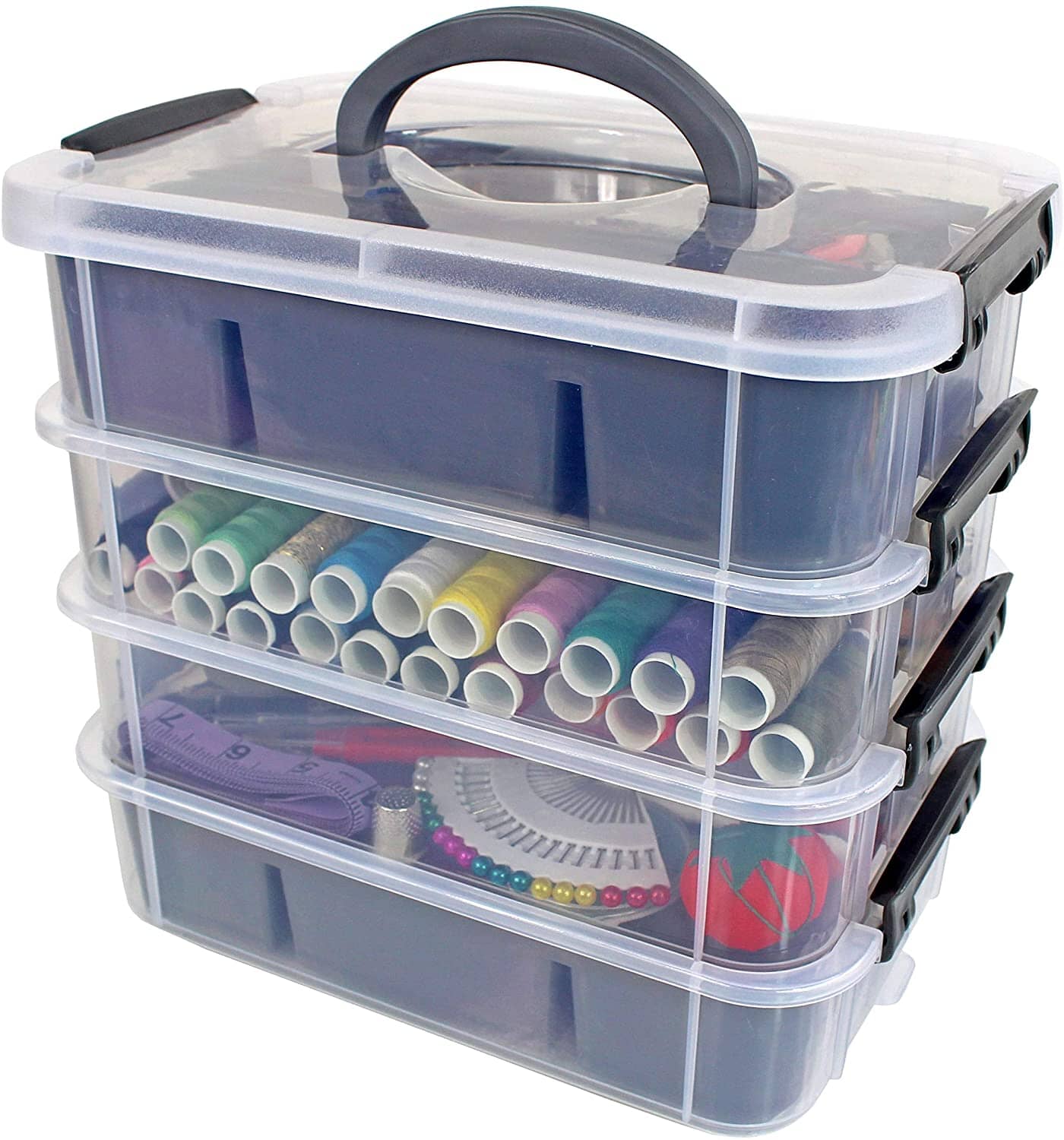 Screw Organizer Storage Bins 2 Pack Stackable Plastic Bins with Lids  Divider