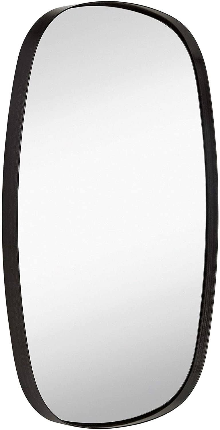 Oblong Brushed Metal Wall Mirror in Black