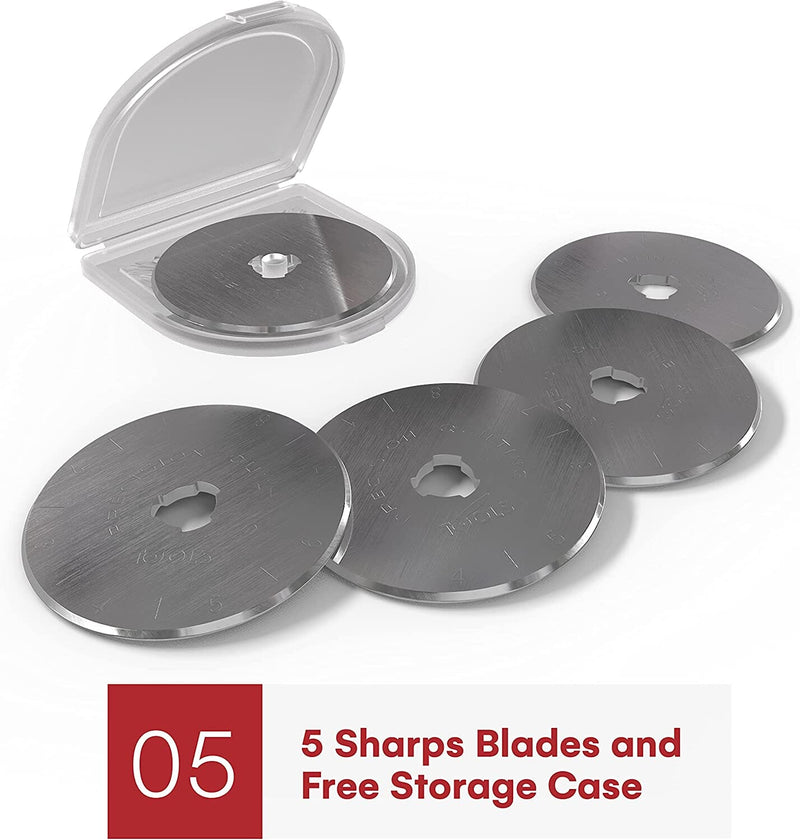 45mm Rotary Cutter and 4 SKS-7 45mm Rotary Blades With Case 